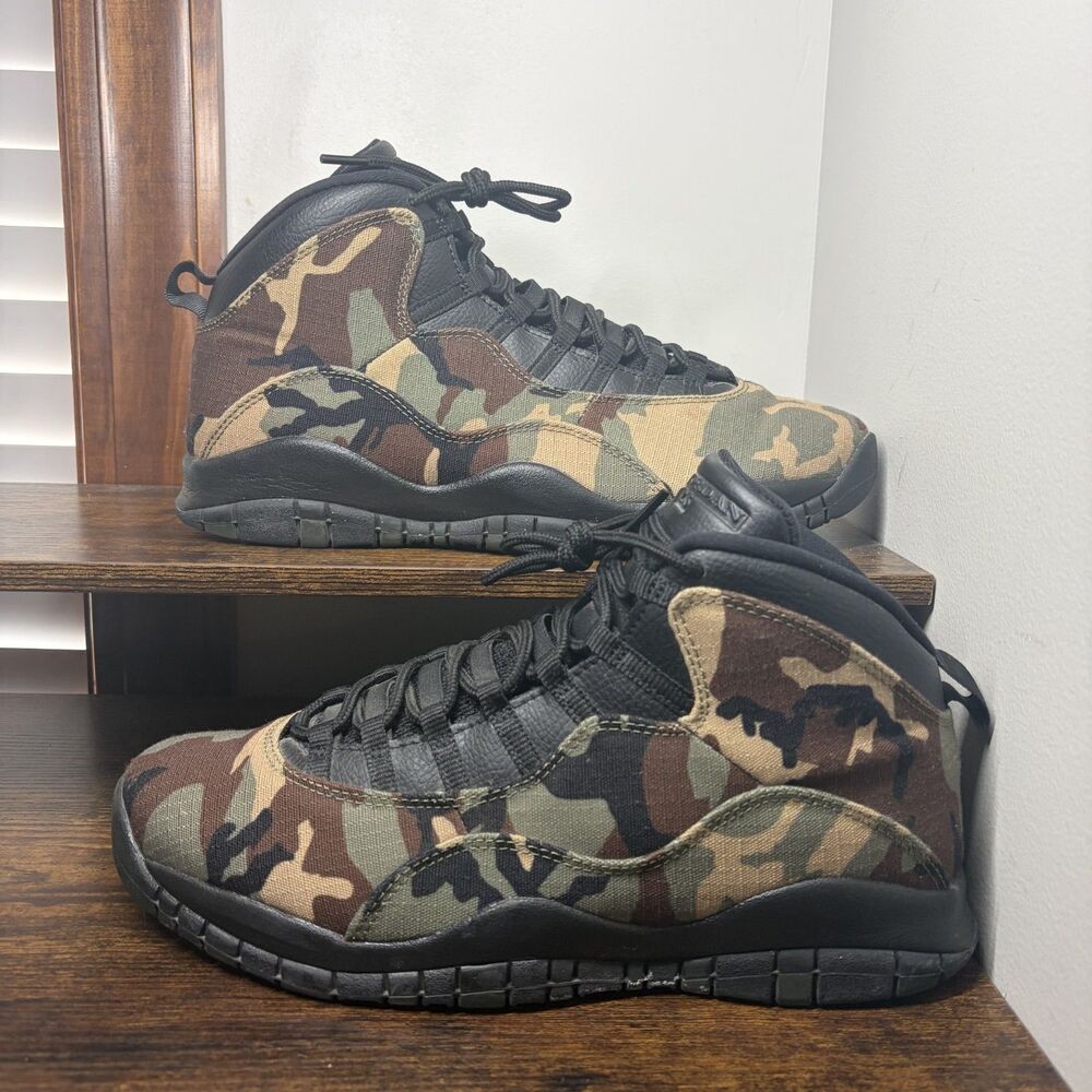 Air Jordan 10 Retro Woodland Camo 2019 310805-201 Mens 11.5